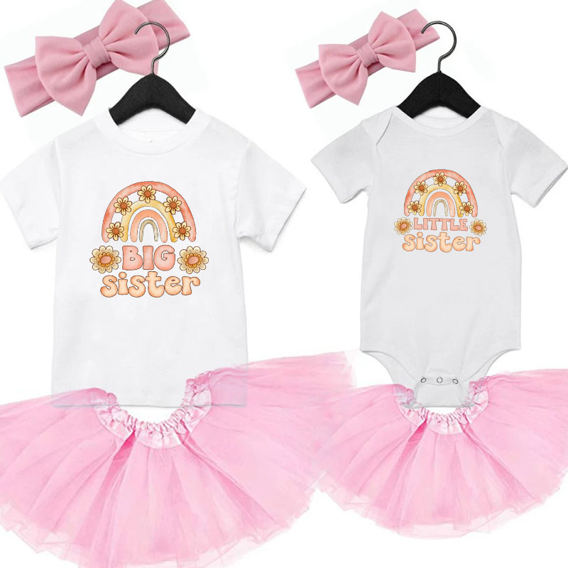 Rainbow Big Sister&Little Sister Matching Baby Onesie&Kids Shirt