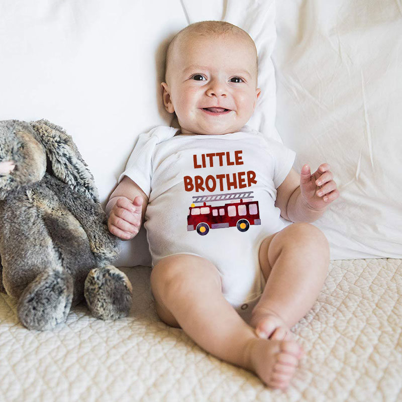 Fire Truck Big Brother Little Brother Outfit, Baby Onesie&Kids Shirt