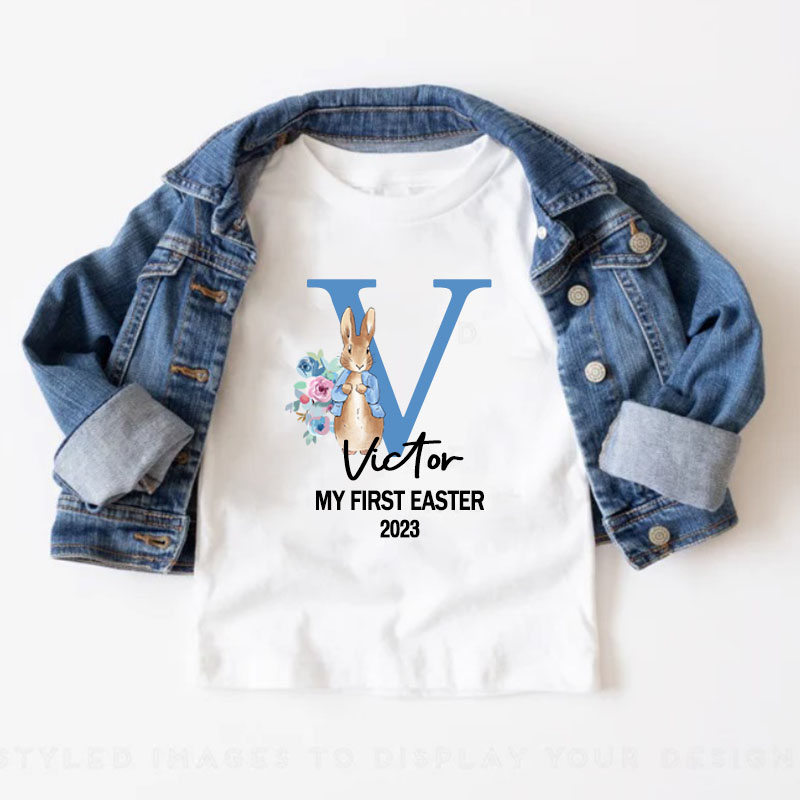 Personalized Custom Bunny Easter Gift Boy Girl Kid Shirt
