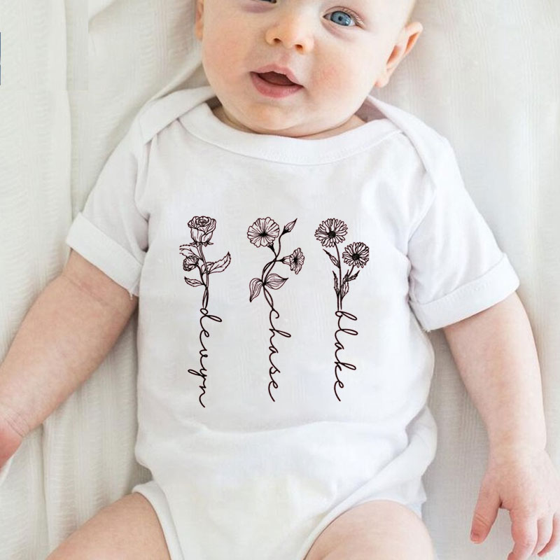 [Baby Bodysuit]Custom Birth Month Birth Flower Matching Bodysuit