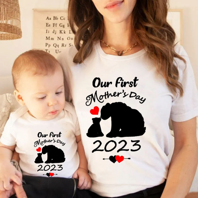 [Baby Bodysuit]Customalized Black Bear Mother's Day Matching Bodysuit