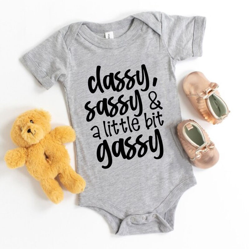 Newborn Funny Sayings"Classy,Sassy&A Little Bit Gassy" Baby Girl Onesi