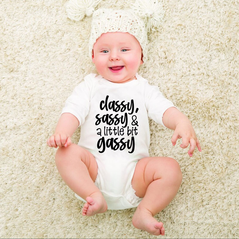 Newborn Funny Sayings"Classy,Sassy&A Little Bit Gassy" Baby Girl Onesi