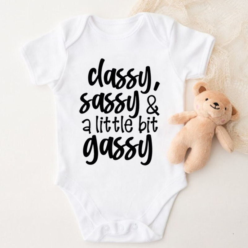 Newborn Funny Sayings"Classy,Sassy&A Little Bit Gassy" Baby Girl Onesi