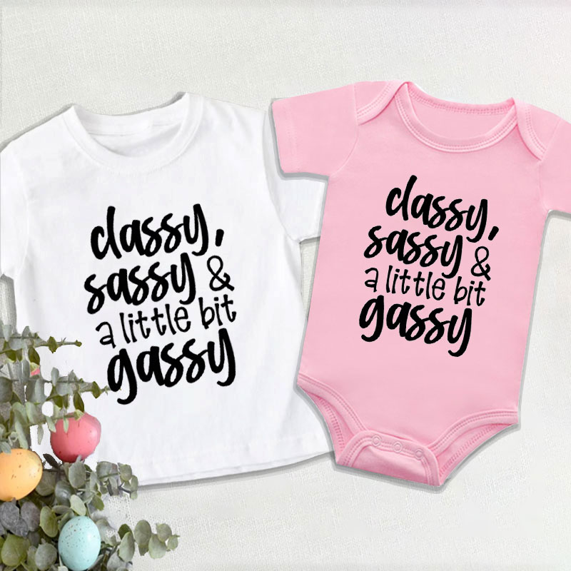 Newborn Funny Sayings"Classy,Sassy&A Little Bit Gassy" Baby Girl Onesi