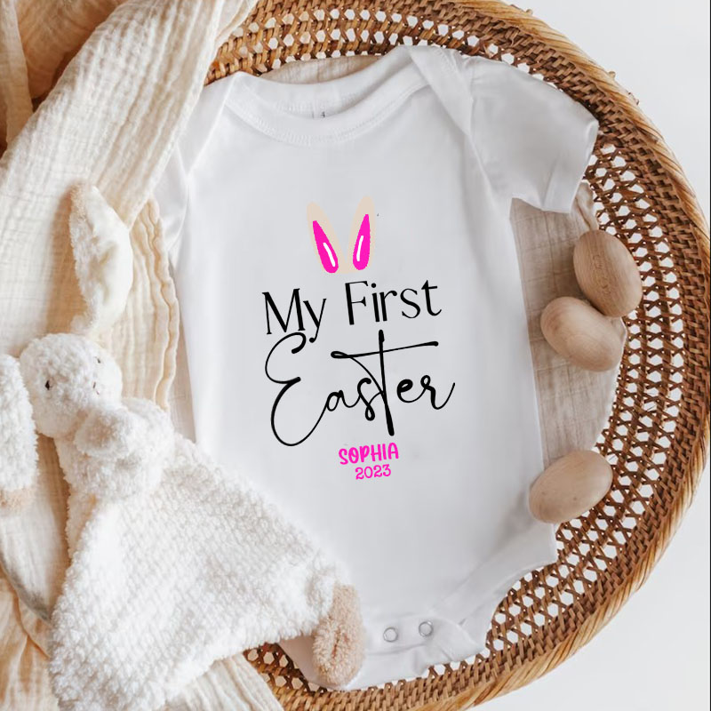 Personalized My First Easter Bunny Rabbit Baby Onesie,Easter Gift