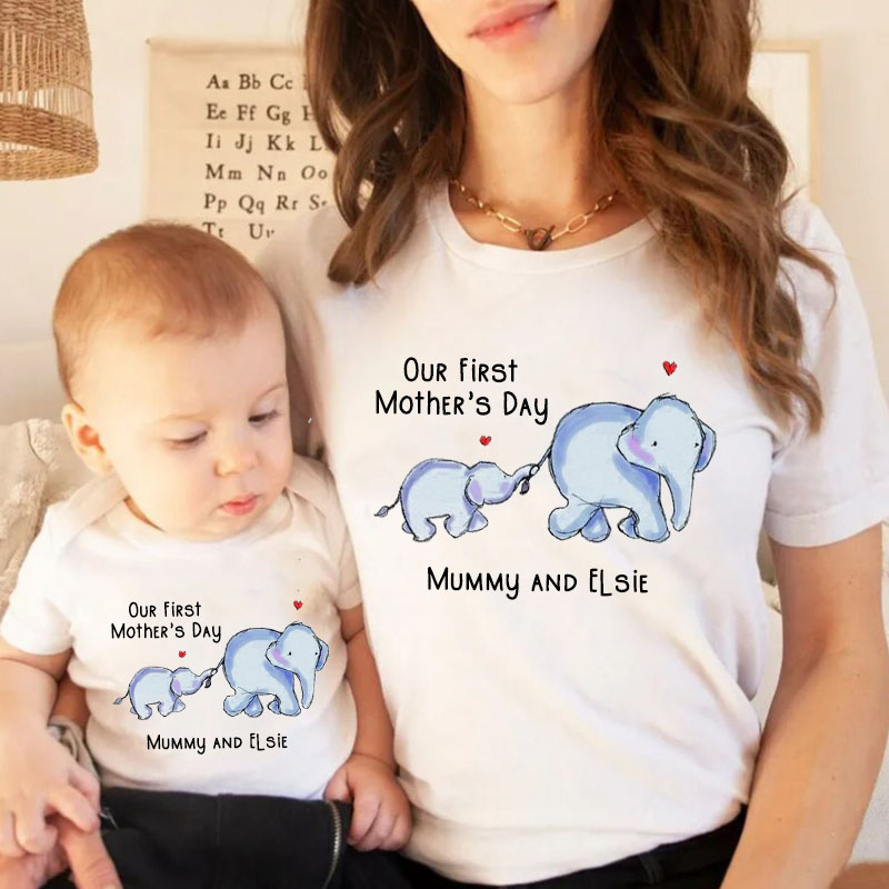 [Baby Bodysuit]Elephant Baby Mother's Day Matching Bodysuit