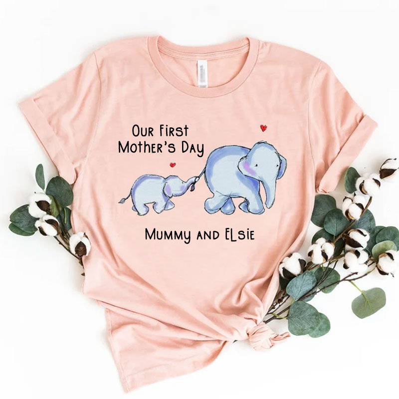 [Adult Tee]Elephant Baby Mommy Matching Shirt