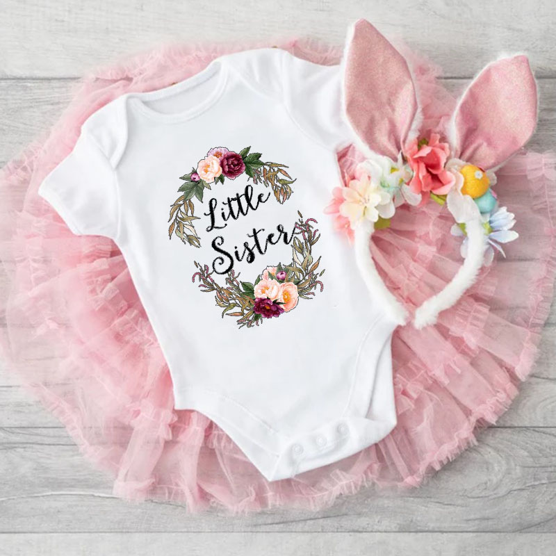 Wreath Big Sister&Lil Sister Matching Baby Onesie&Kids Shirt