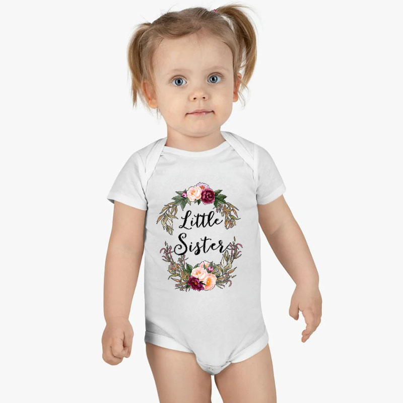 Wreath Big Sister&Lil Sister Matching Baby Onesie&Kids Shirt