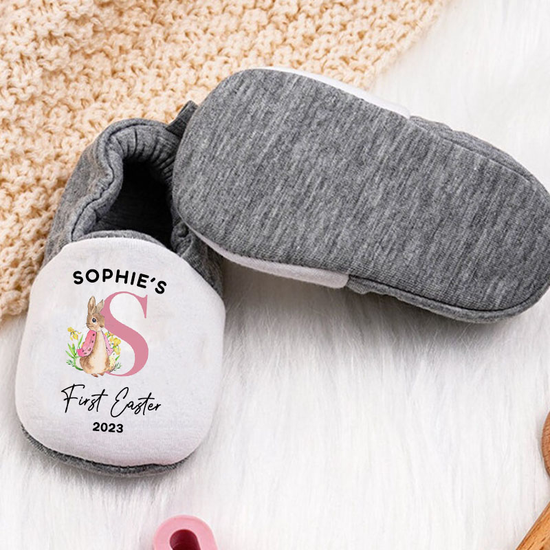Personalized Custom First Easter Bunny Baby Booties