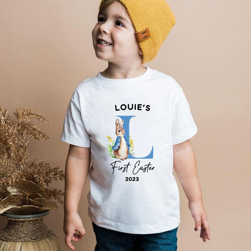 Personalized Custom First Easter Bunny Gift Boy Girl Kid Shirt