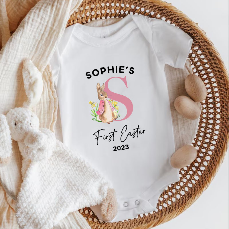 Personalized Custom First Easter Bunny Baby Onesie,Easter Gift