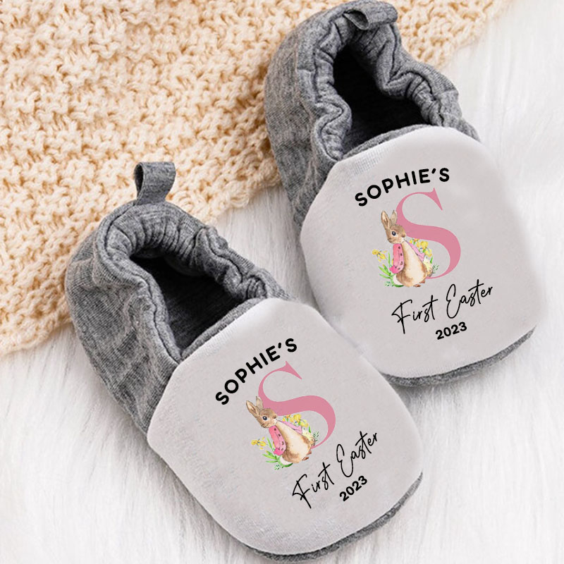 Personalized Custom First Easter Bunny Baby Booties