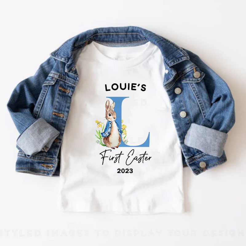 Personalized Custom First Easter Bunny Gift Boy Girl Kid Shirt