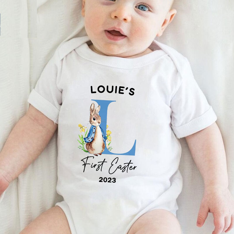 Personalized Custom First Easter Bunny Baby Onesie,Easter Gift