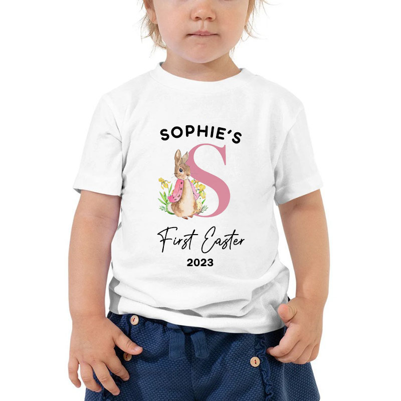 Personalized Custom First Easter Bunny Gift Boy Girl Kid Shirt