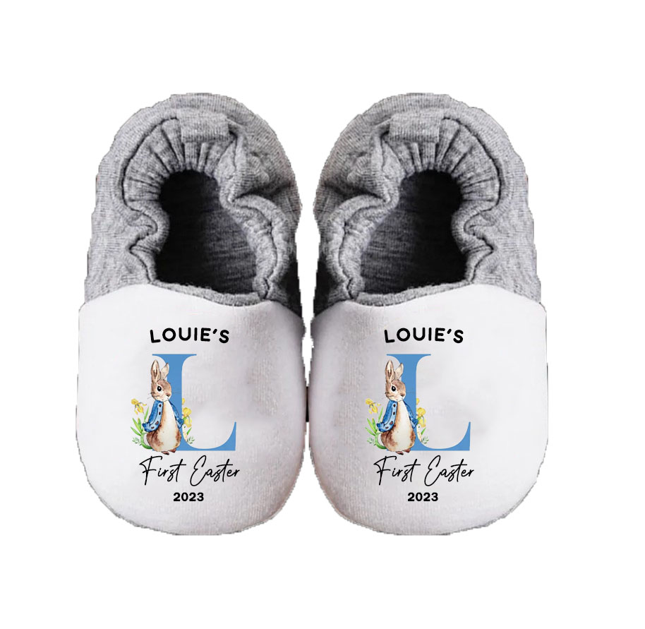 Personalized Custom First Easter Bunny Baby Booties