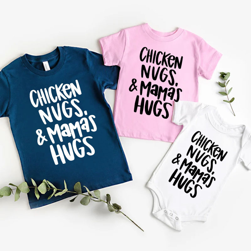 Chicken Nugs & Mama's Hugs Cute Boy Girl Baby Onesie