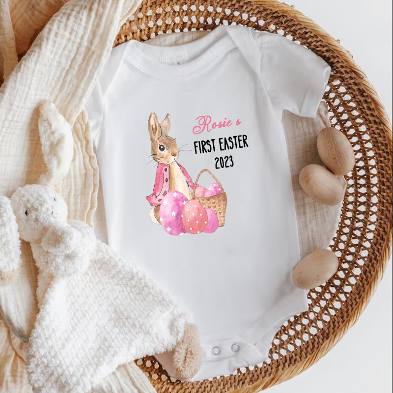 Personalized Custom First Easter Rabbit Eggs Onesie,Easter Gift