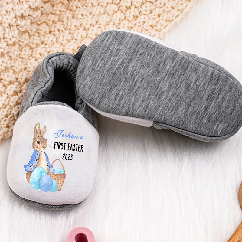 Personalized Custom First Easter Rabbit Eggs Baby Booties