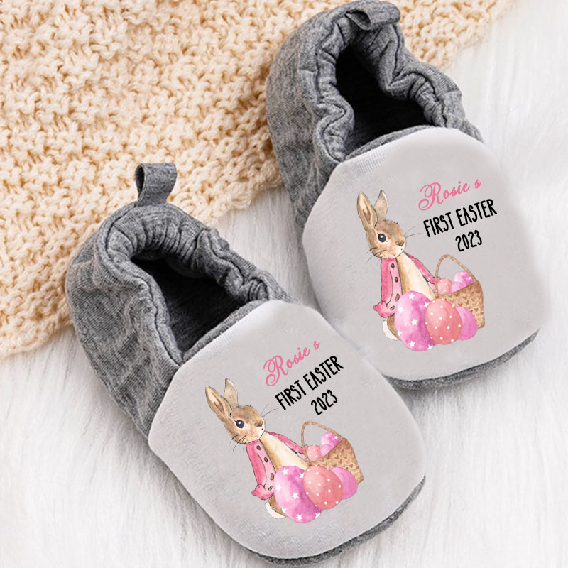 Personalized Custom First Easter Rabbit Eggs Baby Booties