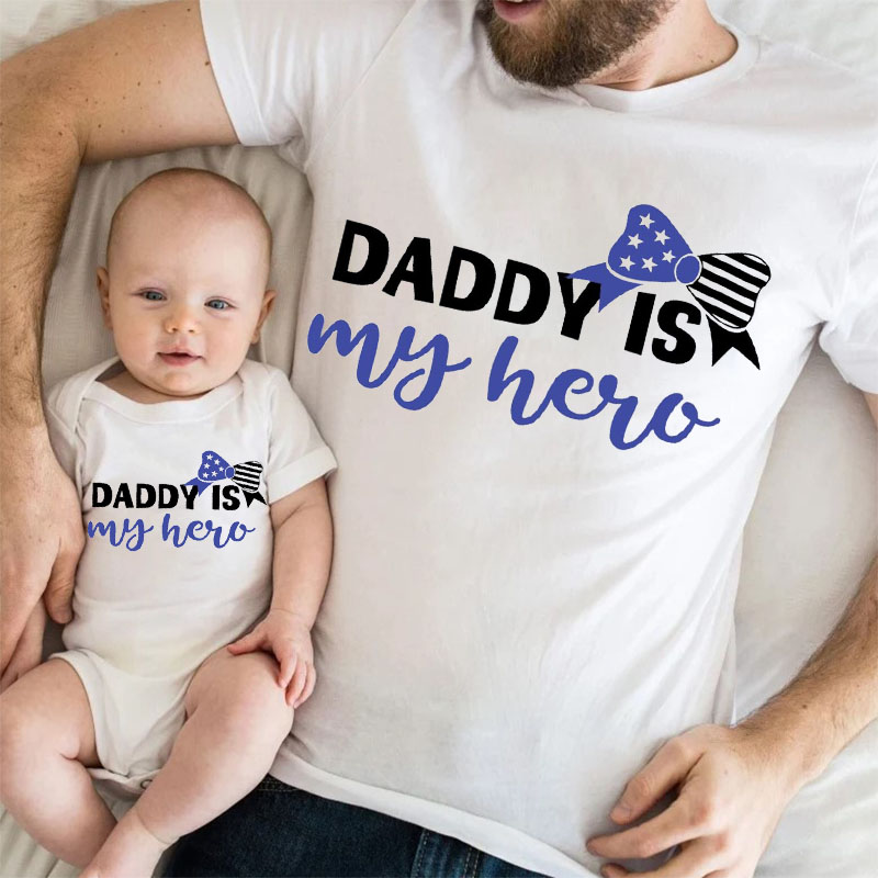 [Adult Tee]Father's day "Daddy Is My Hero" Matching Shirt