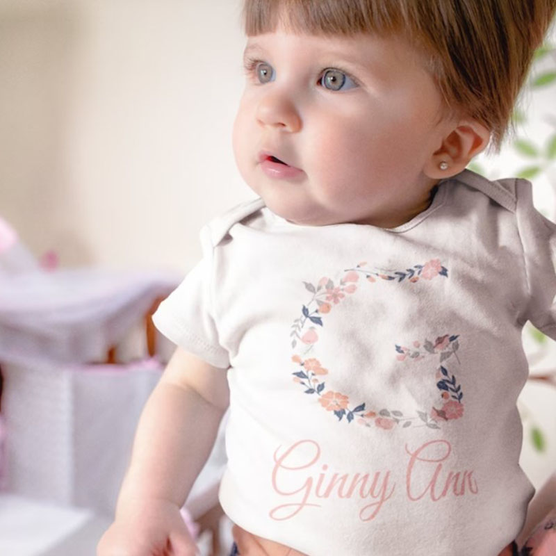 Personalized Baby Girl Flowers Baby Onesie And Kids Shirt