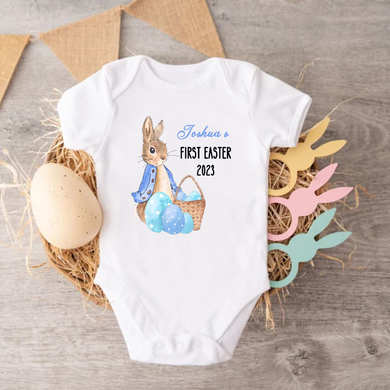 Personalized Custom First Easter Rabbit Eggs Onesie,Easter Gift