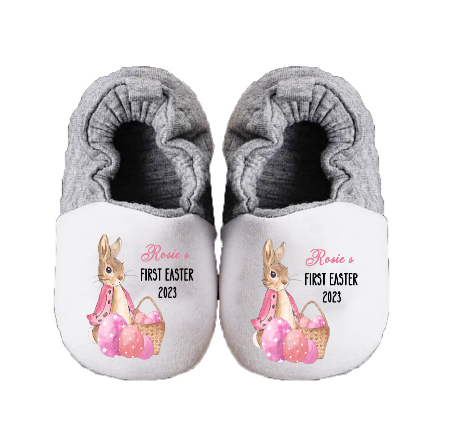 Personalized Custom First Easter Rabbit Eggs Baby Booties