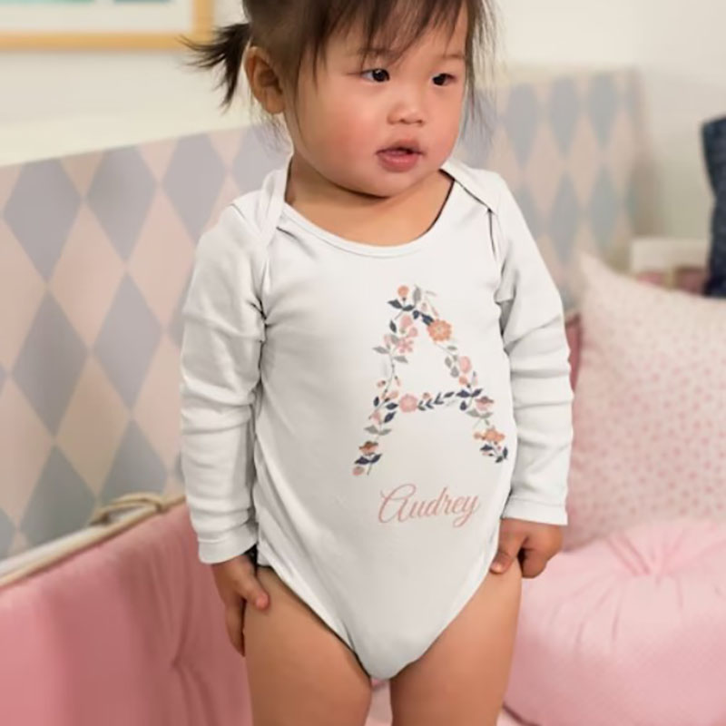 Personalized Baby Girl Flowers Baby Onesie And Kids Shirt