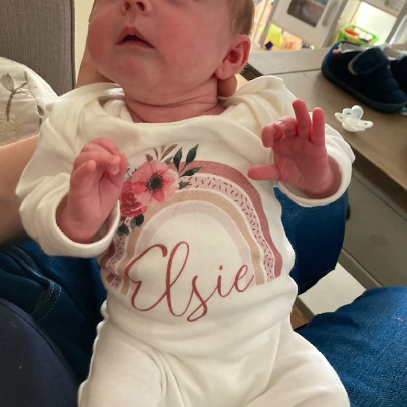 Personalised Baby Girls Sleepsuit Rainbow Onesie