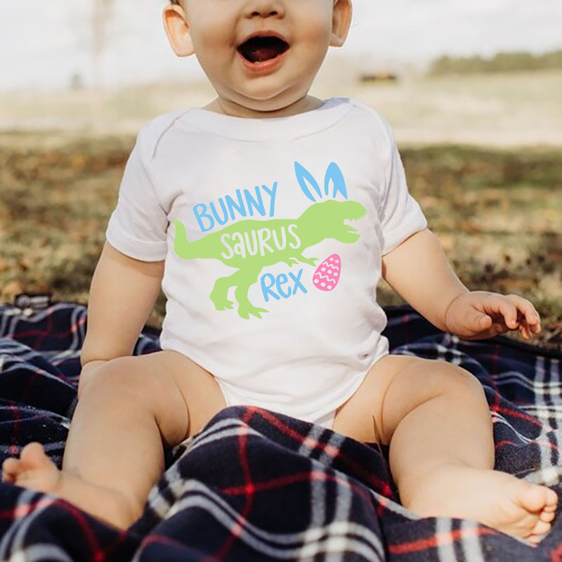 Easter Saurus White Gender Neutral Bodysuit