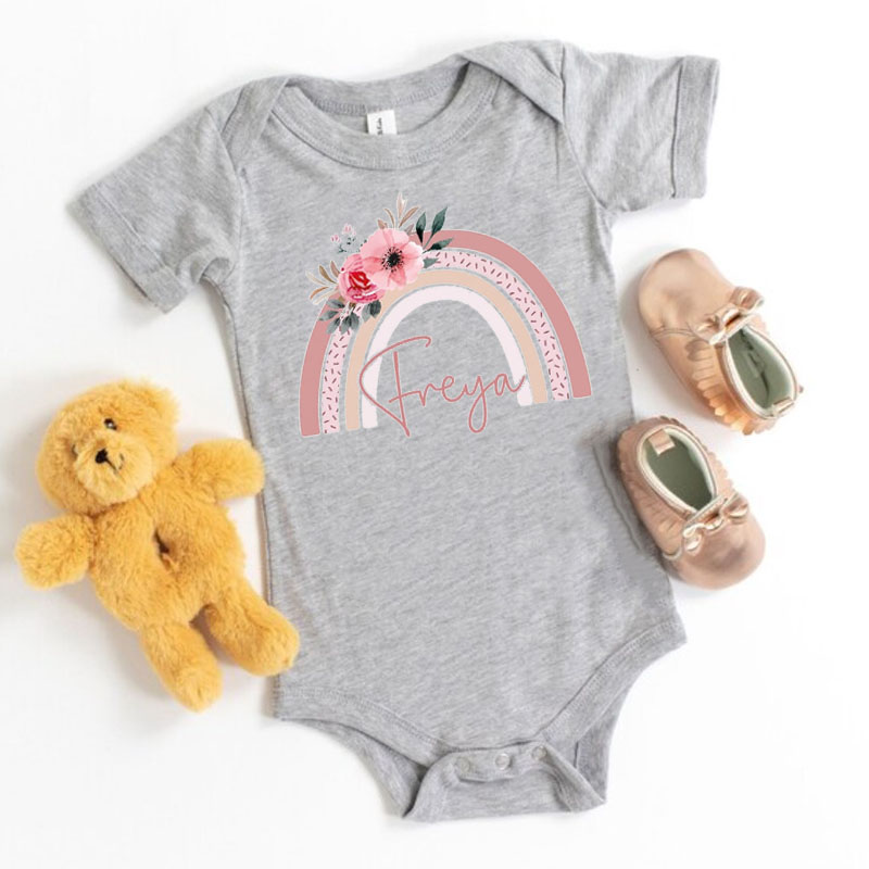Personalised Baby Girls Sleepsuit Rainbow Onesie
