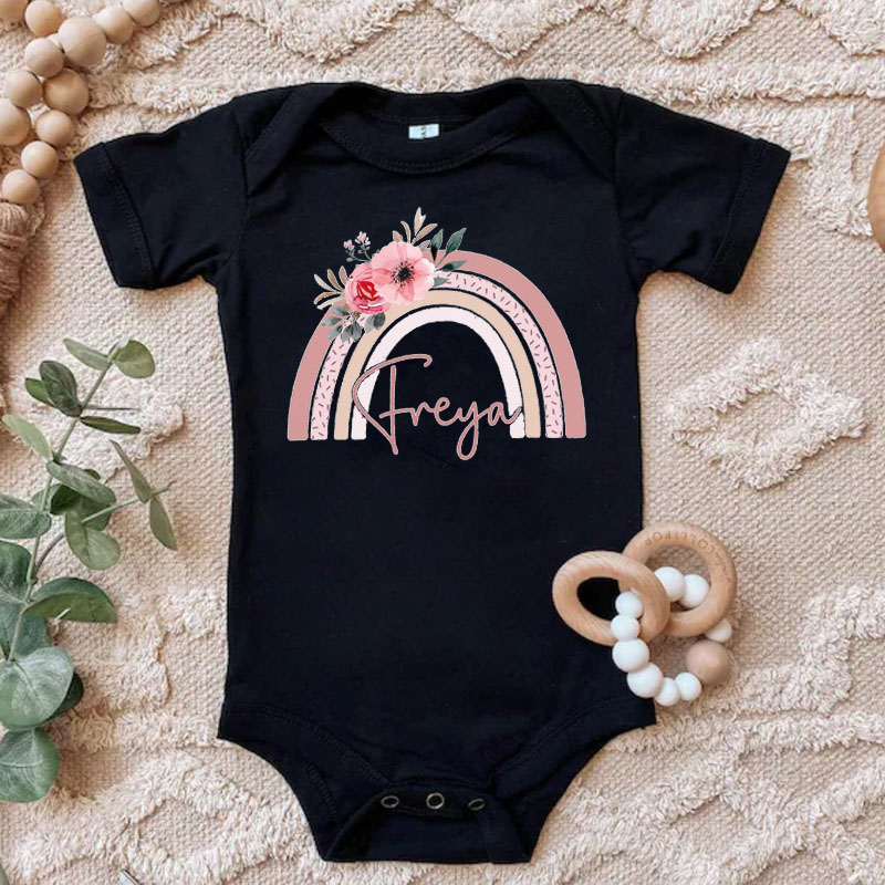 Personalised Baby Girls Sleepsuit Rainbow Onesie