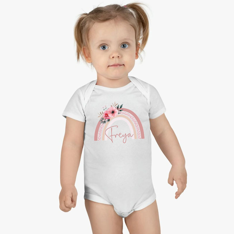 Personalised Baby Girls Sleepsuit Rainbow Onesie