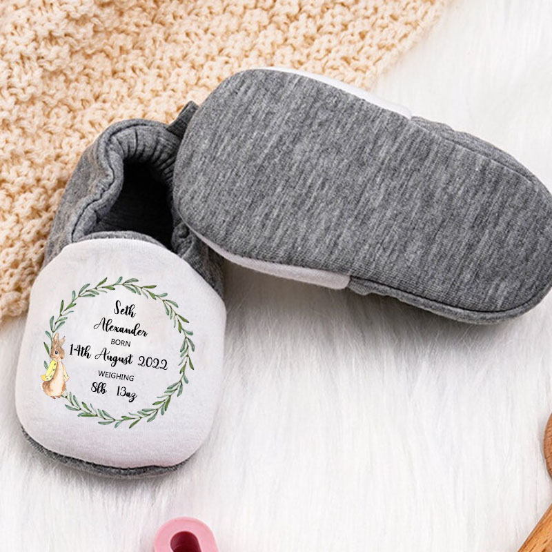 Personalized Custom Name Flower Wreath Baby Booties