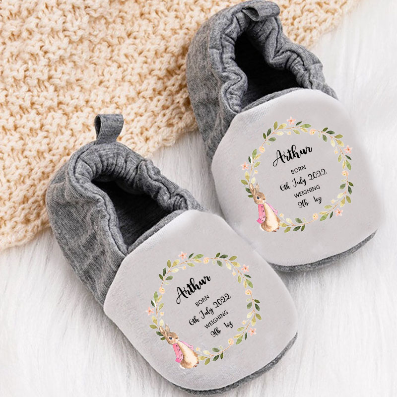 Personalized Custom Name Flower Wreath Baby Booties