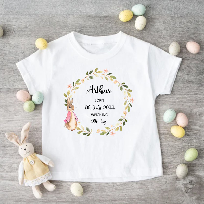 Personalized Custom Flower Wreath First Easter Boy Girl Kid Shirt