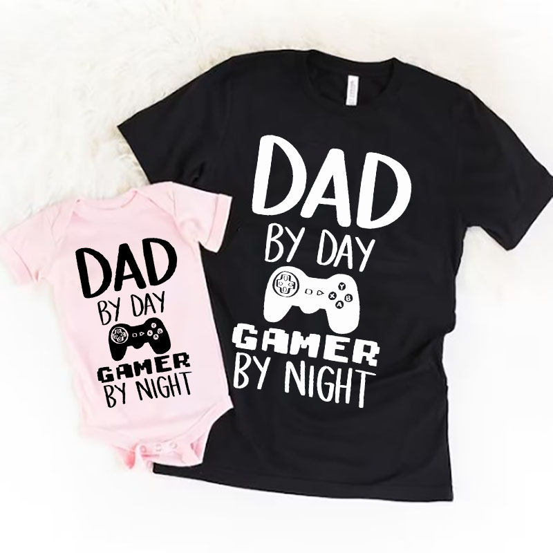 [Adult Tee]Dad By Day Gamer By Night Father's day Matching Shirt
