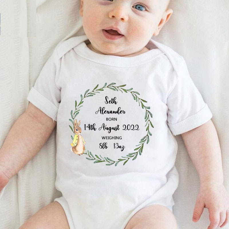 Customalized Name Flower Wreath Easter Onesie Easter Gift