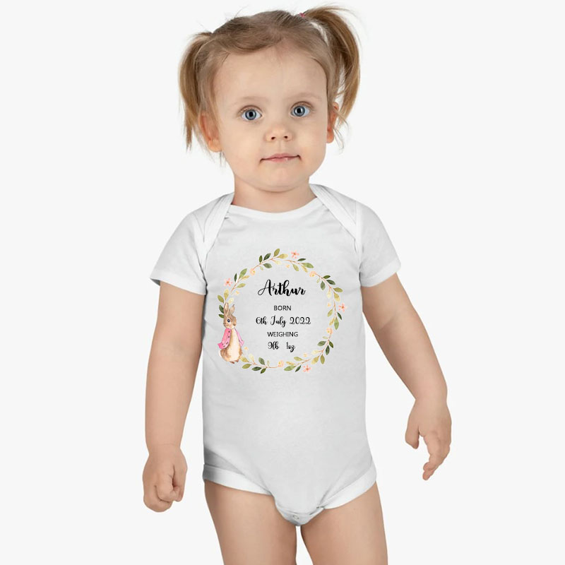 Customalized Name Flower Wreath Easter Onesie Easter Gift