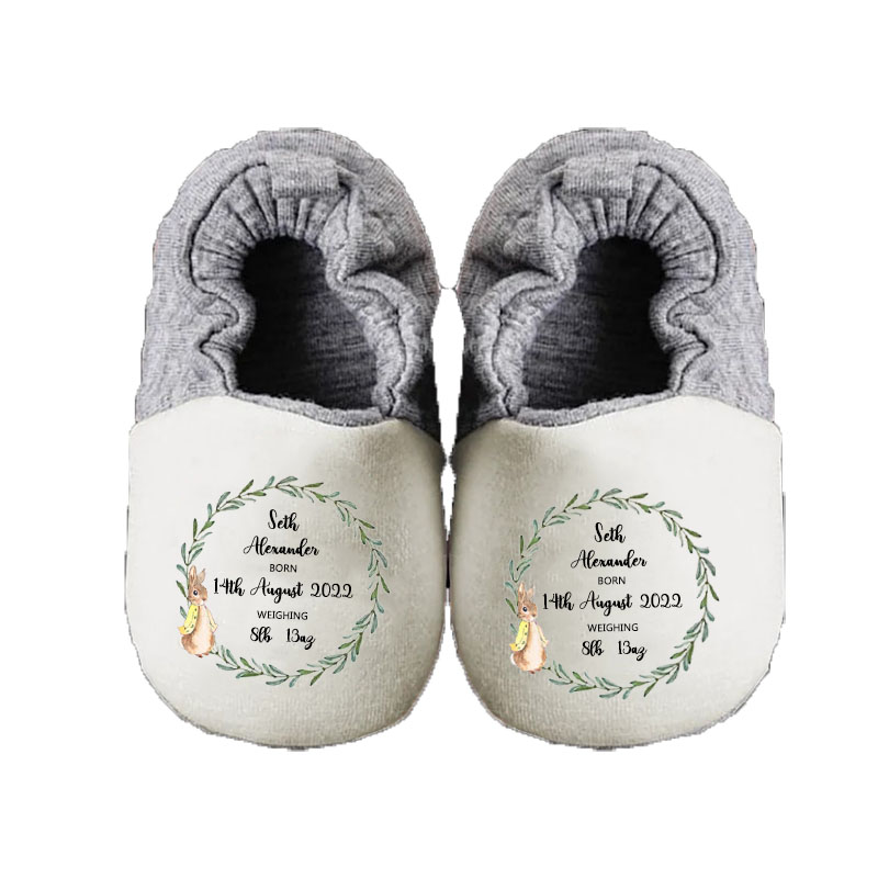 Personalized Custom Name Flower Wreath Baby Booties
