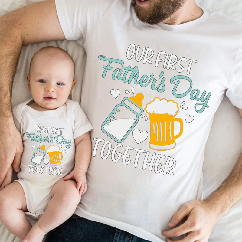 [Adult Tee]Our First Father's Day Together Matching Shirt