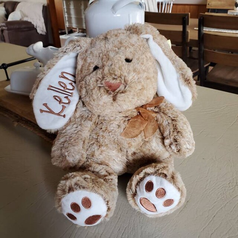 Personalized Embroidered Bunny, Custom Plush Animal, Name on Ear