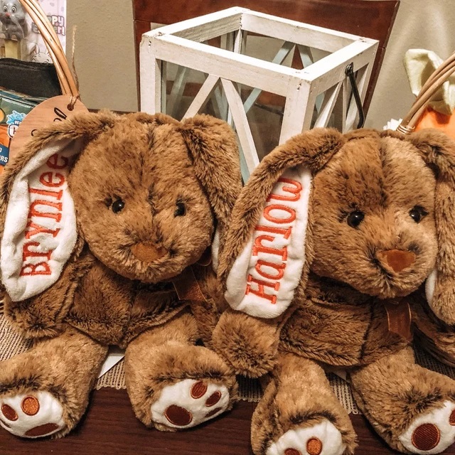 Personalized Embroidered Bunny, Custom Plush Animal, Name on Ear