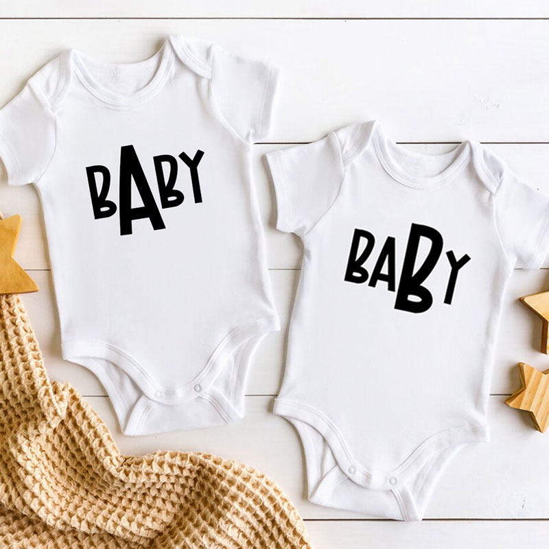 Baby A Baby B Onesies, Funny Twins Clothess, IVF Baby