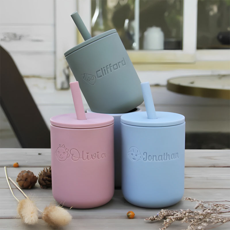 Baby Custom Name Silicone Straw Training Cup