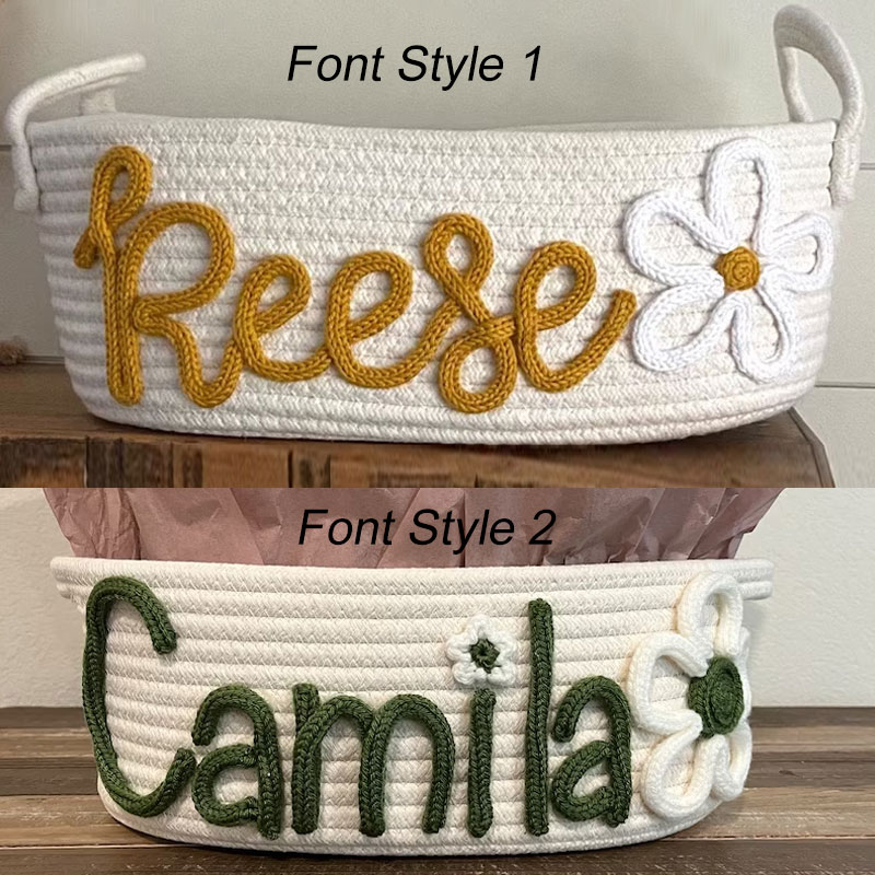 Baby Gift Customized Rope Basket Daisy Name Basket