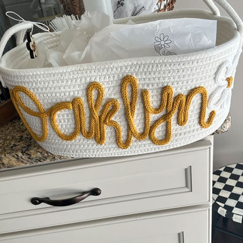 Baby Gift Customized Rope Basket Daisy Name Basket
